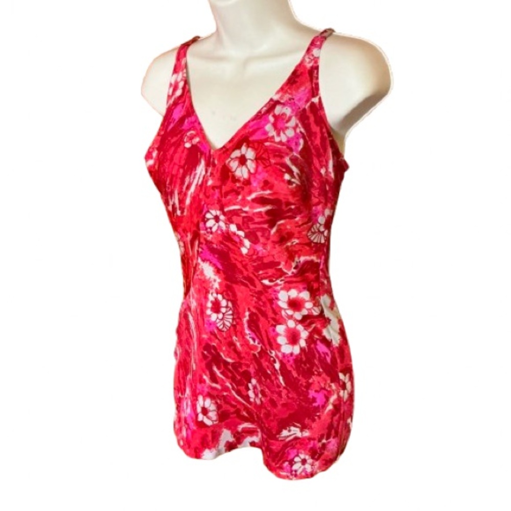 Vtg Psychedelic 60s Floral swim suit